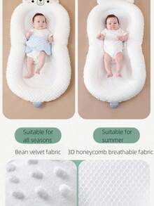 1set Cute Infant Bed Enclosure Set, Newborn Bionic Sleeping Bed Movable Baby Bassinet, Includes Incline Mattress