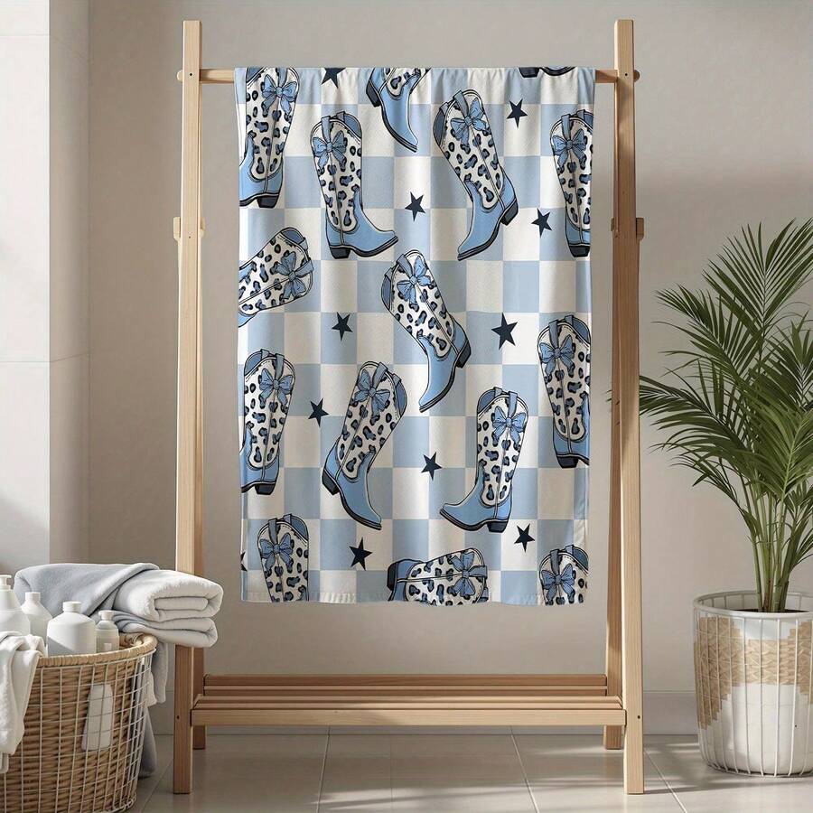 Retro Western Cowboy Theme, Cowboy Boots, Cowboy Hats, Cacti, Feather Design Patterns, Modern Home Style,Super Soft Flannel Printed  Blanket,As Birthday Gifts, Family, Wedding, Souvenir Blankets, Polyester Blankets Suitable For All Seasons, Washable, Machine Washable, Lightweight, Breathable, Comfortable, Warm, Unique, 280gsm For Him, Her Personalized Ideal Gifts For Her, Him, Family, Boyfriend, Girlfriend, Father, Family, Mother, Lover, Daughter, Son, Grandfather, Grandmother, Teacher,Doctor, Nurse,Friend, Classmate, Pet.Perfect Nap, Camping, Travel, Home, Daily Life, Office Decoration, Birthday, Anniversary, Valentine's Day, Thanksgiving, Graduation Season,Christmas, Halloween, Mother's Day, Father's Day, Wedding, New Year Gifts ,Sofa,Bed,Car,Bedroom,Living Room,Office,  Outdoor Camping, Beach,Wall Decoration - 多色20 - 查看 1