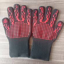 1472°F Heat Resistant Oven Gloves, High Temperature Silicone Insulated Gloves, Long Kitchen Gloves, Suitable For Barbecue, Baking, Cooking, Camping, Fireplace (Black) - Multicolor - View 3