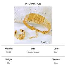 24K Gold Plated Luxury Dubai Style Bangle & Ring Set, Islamic Saudi Arabia Design Jewelry For Women, Wedding Party - Bracelet Ring Set - View 16