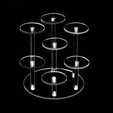 1个迷你亚克力圆形蛋糕架，可作首饰展示架、蛋糕甜点架，派对装饰必备，也适用于戒指、耳环、迷你摆件、黑色和透明婚礼配饰（本产品尺寸略小，购买时请参考尺寸对比图。祝您购物愉快，生活美好！） - 無色 - 查看 19