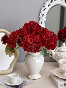 1朵逼真绣球花，带茎 - 质感逼真，适用于婚礼装饰、家居装饰、花园装饰、毕业典礼装饰、性别揭晓派对装饰、新娘送礼会、派对礼品、毕业典礼、派对装饰、新娘捧花、户外装饰、露营、庭院装饰 - 紅色 - 查看 7