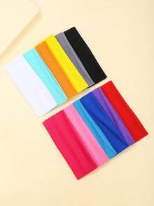 5pcs/Set Stretchy Sports Yoga Headbands, Pink Tone Sweatband Headscarf, Women Holiday Outfit Accessories, Elegant Scarf-Style Soft Headwrap For Autumn/Winter - Multicolor - View 4