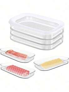 3-Layer Kitchen Container, Sealed Transparent Fresh-Keeping Box, Refrigerator Slice Storage Container, Stackable Food Preparation Container For Meat, Cheese, Ham, Slices, Italian Sausage, Food Fragments, Fruits And Vegetables, Kitchen Refrigeration Organizer, Leak Proof And Reusable, Food Container, Kitchen Organization And Storage, Outdoor, Camping, Valentine's Day Gifts, New Year Gifts - Multicolor - View 1