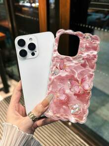 蝴蝶针织透明彩绘可拆卸手链时尚保护壳,兼容 17/17 Pro/17 Pro Max/15/新款14/12 Pro Max/13 Pro Max/14 Pro Max,针织彩绘防摔创意手机壳,适用于XR/7/8,也适用于15 Pro Max,Apple 13手机壳,Apple 14软壳,P12防摔软壳手机壳,XS防摔软壳手机壳 - 彩色 - 查看 4