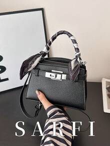 حقيبة يد نسائية عصرية مع حزام كتف مزين، ديكور معدن...