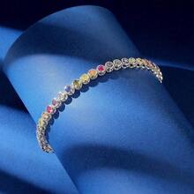 MDFUN 18K White Gold Plated 3mm Cubic Zirconia Rainbow Tennis Bracelet, Women - White 3mm - View 3