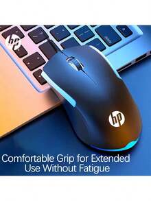 HP M160 Illuminated Gaming Mouse: Precise Positioning, Symmetrical Design For A Comfortable Hand Fit, Seven-Color Backlighting For An Immersive Gaming Atmosphere, Matte Surface For Sweat And Slip Resistance, Suitable For Gaming Scenarios, Black Backlighting. - Black Glowing - View 4
