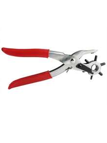 Multifunctional Round Hole & Flat Hole Manual Puncher, Leather Hole Punch Tool, Suitable For Year-End Promotion, Singles' Day, Halloween Promotion, Etc. - Red - View 3