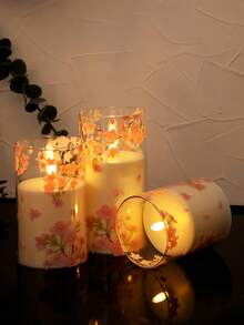 3支装无焰遥控蜡烛，闪烁LED灯，适用于家庭聚会、婚礼、浪漫、爱情、节日装饰 - 粉色 - 查看 9