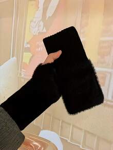 1 双男女通用半指手套，秋冬季保暖露指手套 - 手洗，适合运动和户外骑行 - 彩色 - 查看 11