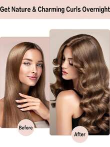 免加热卷发器，女士免加热过夜卷发套装，柔软睡眠卷发器，免加热大号卷发器套装，含发帽和长发钩 - 彩色 - 查看 4