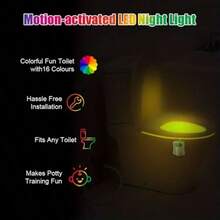 2pc Toilet Motion Sensor Night Light, 16 Colors Bathroom Sensor Lamp, Smart Bathroom LED Light Activated By Body Motion, Seat Up/Down Sensor Night Lighting,Automatic Projection Of The Floor, Suitable For Toilet Decoration - 彩色光 - 查看 5