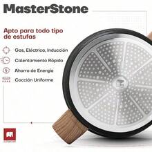 ULTRACHEF Arrocera Antiadherente Master Stone Tapadera de Vidrio Templado Revestimiento de Piedra de Alemania 100% libre de PFOA para estufa de inducción gas o eléctrica. Olla Baja Gris 3.8 L 28 cm - Multicolor - Ver 3