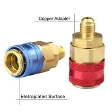 R134a Quick Coupler Adapters, Brass Freon Manifold Gauge Adapters And Hose Fittings Valve Core HP And LP Connectors - A - View 5