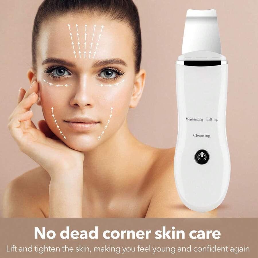 Face Scrubber, Skin Spatula, Facial Silicone Pore Cleaner | 3 Modes Wireless, Deep Cleansing & Exfoliating, Blackhead & Whitehead Remover | Lifts Tightens Skin, Reduces Fine Lines, Boosts Absorption For Skincare | Rechargeable, 2H Charge For 35+ Days Use, 500mAh Battery | Waterproof, Stainless Steel Spatula & Silicone Brush, Gentle For All Skin Types | At-Home Facial Tool, Auto-Off, Skin Care Gift For Women, White - 白色 - 查看 1