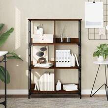 Larryhot Libreria Rovere Marrone 78,5x33x117,5 cm in Legno Multistrato, Facile da assemblare, dall'estetica elegante e raffinata, pratica per riporre gli oggetti, la scelta ideale per l'organizzazione e la decorazione domestica - Castano - Visualizzare 1
