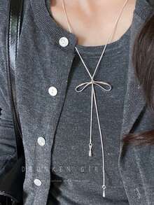 1pc Adjustable Stainless Steel Silver Butterfly Pendant Necklace, Suitable For Daily Wear And As A Gift For Lover, Mother