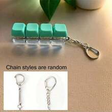 1pc Adult Stress Relief Keyboard Keychain - Colorful Keys, Durable PC Material - Color Mixing - View 9