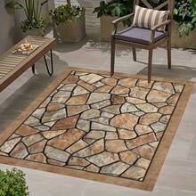 850g Autumn Stone Path Textured Carpet, 0.8cm Thick Non-Slip Washable Indoor/Outdoor Christmas Decorative Rug