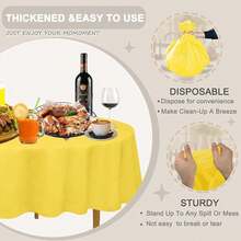 D&Z Plastic Tablecloth Disposable, 12 Pack Yellow Table Cloth Individually Wrapped For Indoor&Outdoor, On-The-Go 84" Table Cover For Round Table Ideal For Party, Birthday, Wedding And Dinner - 黃色 - 查看 4
