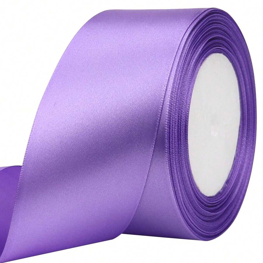 1 cuộn ruy băng satin polyester màu tím, thích hợp để đóng gói hộp quà, hộp kẹo, hộp bánh, trang trí hoa, tự làm hoa hồng, phụ kiện quần áo (Có sự khác biệt nhỏ về màu sắc do nhuộm máy). - Màu tím - Xem 1