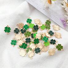 48个/40个/20个复古可爱四叶草珐琅吊坠 - 圣帕特里克节装饰品，DIY珠宝制作套装，项链、手链、钥匙扣、耳环和工艺品材料 - 彩色 - 查看 7