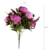 Duovlo Fake Flowers Vintage Artificial Peony Silk Flowers Wedding Home Decoration,Pack Of 1 (Purple),20.87*3.5,Purple - 紫色 - 查看 3