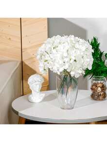 24/48/60pcs White Artificial Hydrangea Flowers With Stems, Silk Faux Hydrangea Heads For DIY Crafts & Home Table Decor - White - View 5