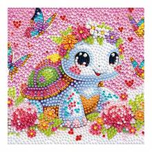 一套儿童手工钻石画套装，DIY卡通动物钻石马赛克艺术套装，节日手工材料，包含画布、钻石包、工具，尺寸5.9英寸*5.9英寸，适合家居墙面和桌面装饰，儿童节日礼物和朋友节日礼物 - 彩色 - 查看 16