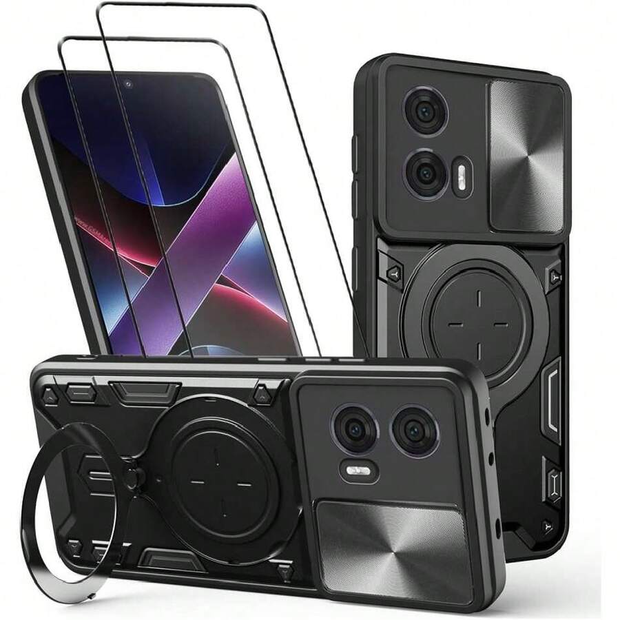 Fusion Capa Case For Moto Edge 50 - With Screen Protector And Built-In Phone Stand - Black, 37323475 - 粉色 - 查看 1