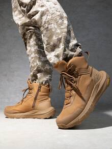 Men's Tactical Hiking Boot Lightweight Cushion Sole Boots for Work All Day Side Zipper Motorcycle Combat Military Boot Arch Support 8 Inches Terrascope - Marrón Mocha - Ver 3