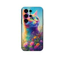 1PC Phone Case ,  Colorful Cat Floral Design Pattern , Stylish Phone Case, Phone Decoration, All-around Lens Protection, Creative Small Gift, Funny Gift for Boys and Girls - Negro - Ver 7