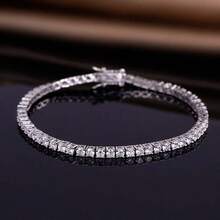 VOLUKA 3mm CZ Tennis Bracelet, Cubic Zirconia Pendant Bracelet, Unisex - White - View 3