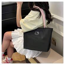 SANRIO Túi tote thêu hình Hello Kitty, túi đeo vai cỡ lớn tiện dụng, túi xách tay nhẹ, túi xách thường ngày dễ thương dành cho nữ. - Nhiều màu - Xem 6