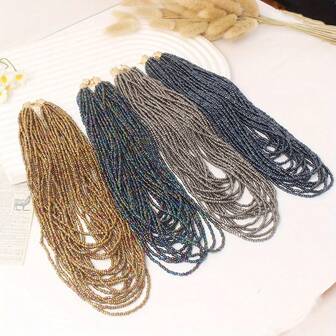 Bohemian Multi-Layer Beaded Necklace, Fashionable Vintage Luxurious Collarbone Chain Necklace