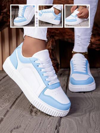 新款女鞋，黑白拼接休闲运动鞋，男女情侣鞋，大码女鞋（尺码36-45），四季皆宜的女士休闲运动鞋，时尚百搭轻便透气女鞋，返校学生鞋