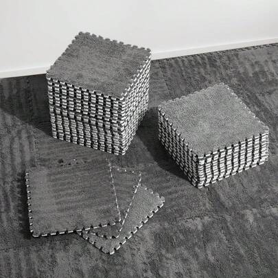 36/48PCS Gray Bedroom Interlocking Carpet Tiles EVA Mat Set Ideal For Offices, Bedrooms, And Indoor Use Toy Mat Set Square Design Soft Carpet