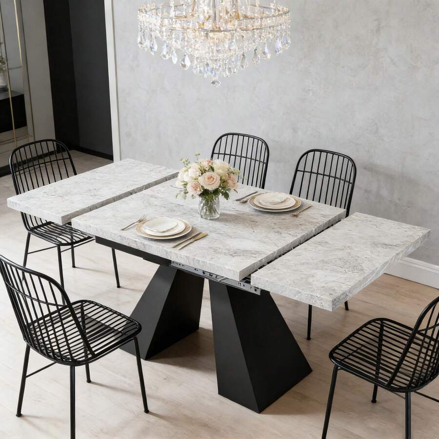 Dining Tables - White + MDF+Metal - View 1