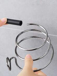 1个无缝粘合浴室收纳架，不锈钢吹风机支架，无需钻孔，浴室通风管收纳架 - 銀色 - 查看 6