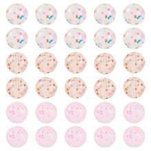 30颗色彩鲜艳的12毫米和15毫米透明硅胶珠，内含彩色圆点，可用作隔珠和硅胶焦点珠，适用于DIY珠宝制作，时尚装饰珠，可用于项链、手链、挂绳等——男女皆宜的工艺材料套装，适合工艺爱好者、学生和办公人士，也是理想的办公礼品之选。