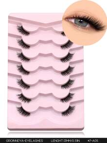 Lasvirey 7 Pairs Half-Eye False Eyelashes Cat Eye Natural Look Short Fox Eye Thin Transparent Dense Cross False Eyelashes For Daily And Party Wear - Black - View 11