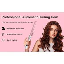 1 Inch Rotating Curling Iron - Belmaker Beach Hair Automatic Curling Iron, Upgraded Professional Tourmaline Ceramic Automatic Curling Iron, 30 Seconds Heating Function For All Hairstyles - Gift For Girlfriends, Mothers Curling  Iron Comfort Orange-Brand Promotions - 粉色 - 查看 9