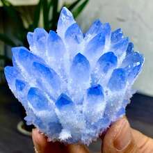 Natural Blue Crystal Cluster Flower Ornament, A Holiday Gift For Family And Friends On Christmas, Halloween, And Valentine's Day, Suitable For Placement In Home Spaces, Offices, And Study Rooms - Màu xanh lam - Xem 5