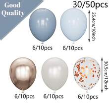30/50个灰蓝色和香槟金色气球，米色，白色粉彩，蓝色亮片气球，适用于男宝宝派对、新娘送礼会、生日、婚礼派对…… - 彩色 - 查看 5