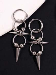 1 Đôi bông tai lưới kim loại đính đinh tán bạc thủ công, làm từ thép không gỉ chống thấm nước, trang sức nữ, phụ kiện thời trang phong cách Punk Y2K, trang trí tiệc. - Nhiều màu - Xem 6