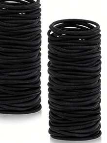 20pcs Black High Elastic Hair Ties, For Girls, Ponytail Holders - Black - View 2