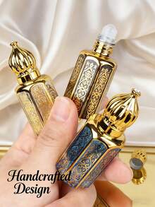 12毫升玻璃精油滚珠瓶，配不锈钢滚珠 - 可重复灌装旅行香水瓶，奢华礼品（皇冠盖，椭圆形设计）| 芳香疗法及送礼必备美容单品 - 彩色 - 查看 5