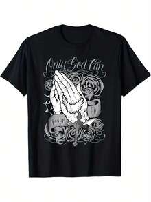 Men Chicano Tee Chicano  Graphic Art Tees T-Shirt L-5XL Only God Can Judge Me Big Men Size S-3XL - 黑色 - 查看 1