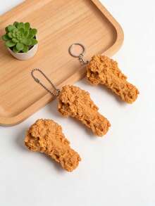 Fashion Chicken Nugget & Drumstick Keychain, Realistic Food Model Keyring, Cute PVC Food Pendant, Funny Keychain Decor Accessory For Luggage, Handbag, Wallet, Car Keys, Backpack, Unique Food Gift For Adults, Friends, Couples, Food Lovers, Back To School, Daily Decor, Birthday, Holiday, Party - A - View 6